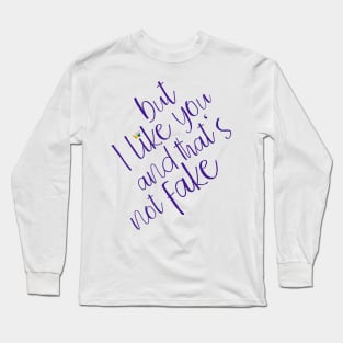 Young Royals quote: But I like you and that's not fake - purple Long Sleeve T-Shirt